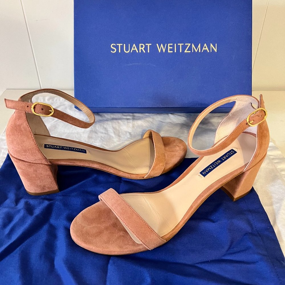 Stuart Weitzman Pink Suede Block Heels Size 9